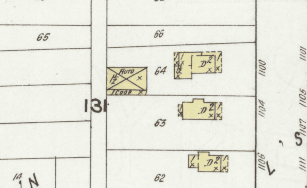 hand-drawn map showing close-up for 1102 Lincoln Ave.